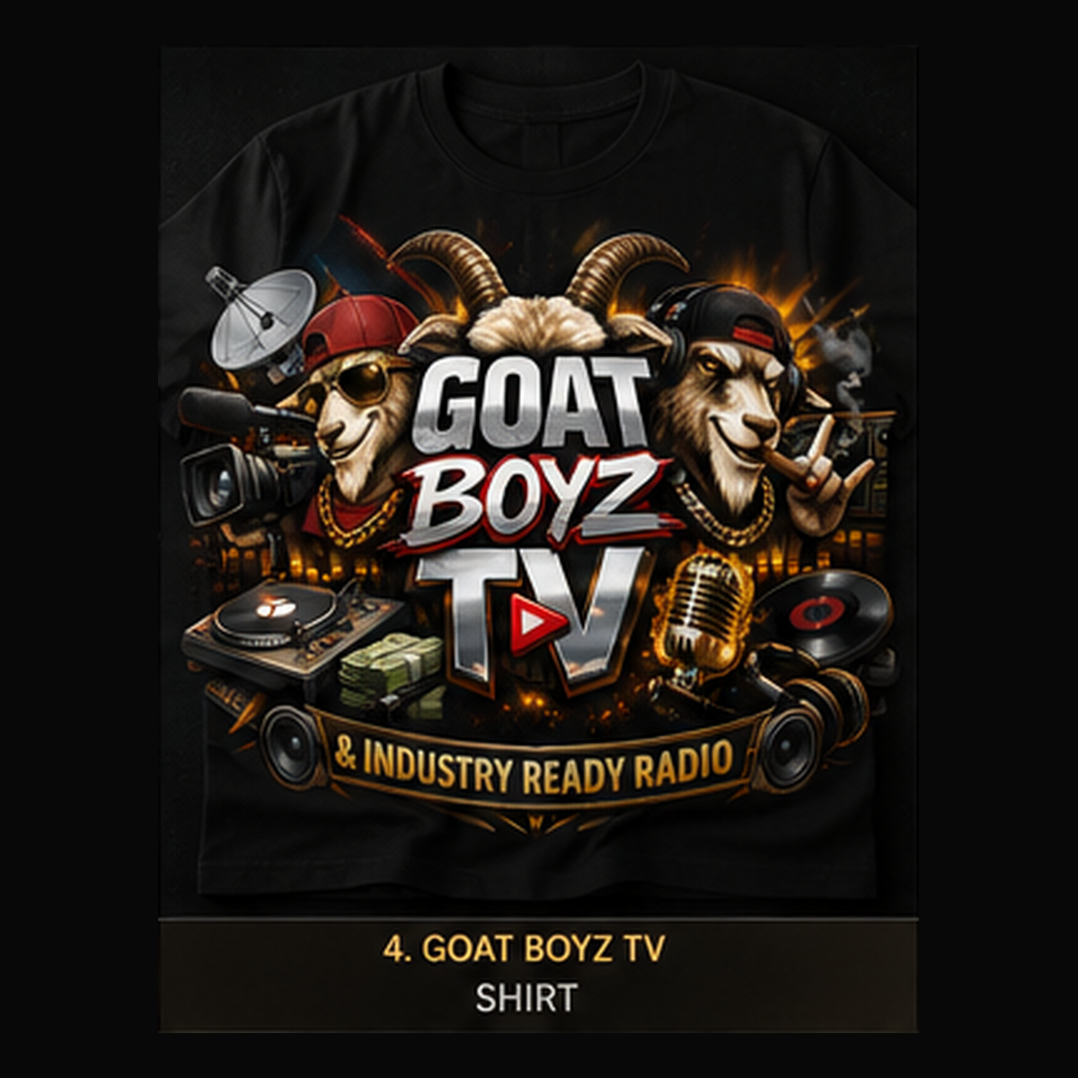 GOAT Boyz TV & Industry Ready Radio T-shirt mockup