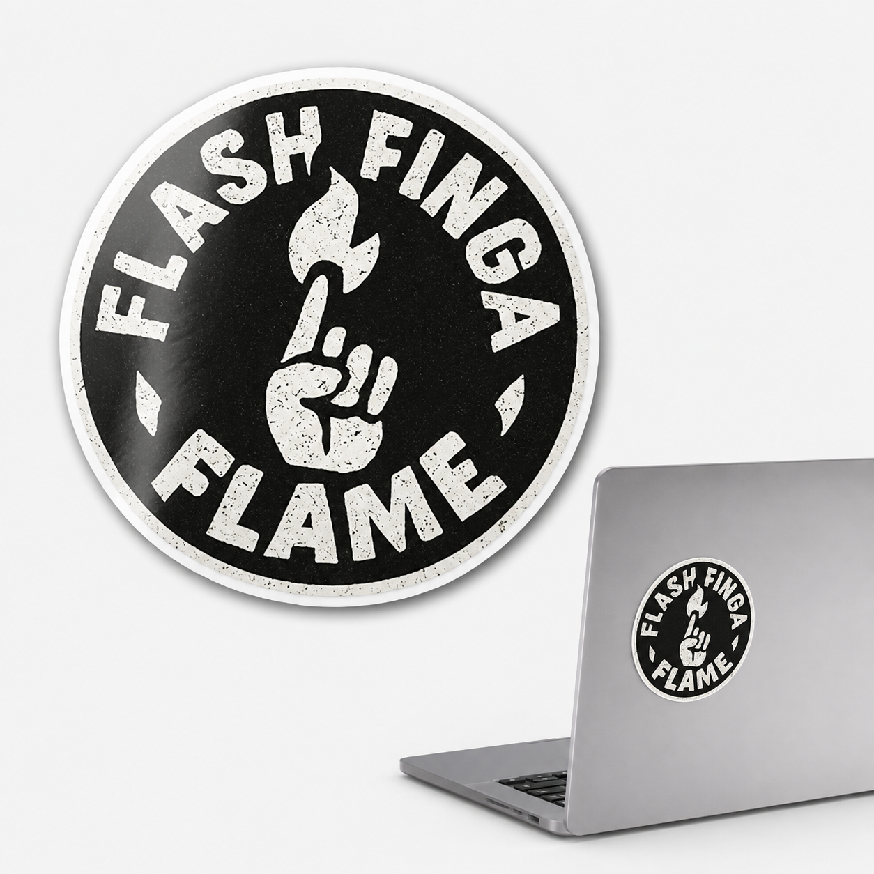 Flash Finga Flame sticker mockup