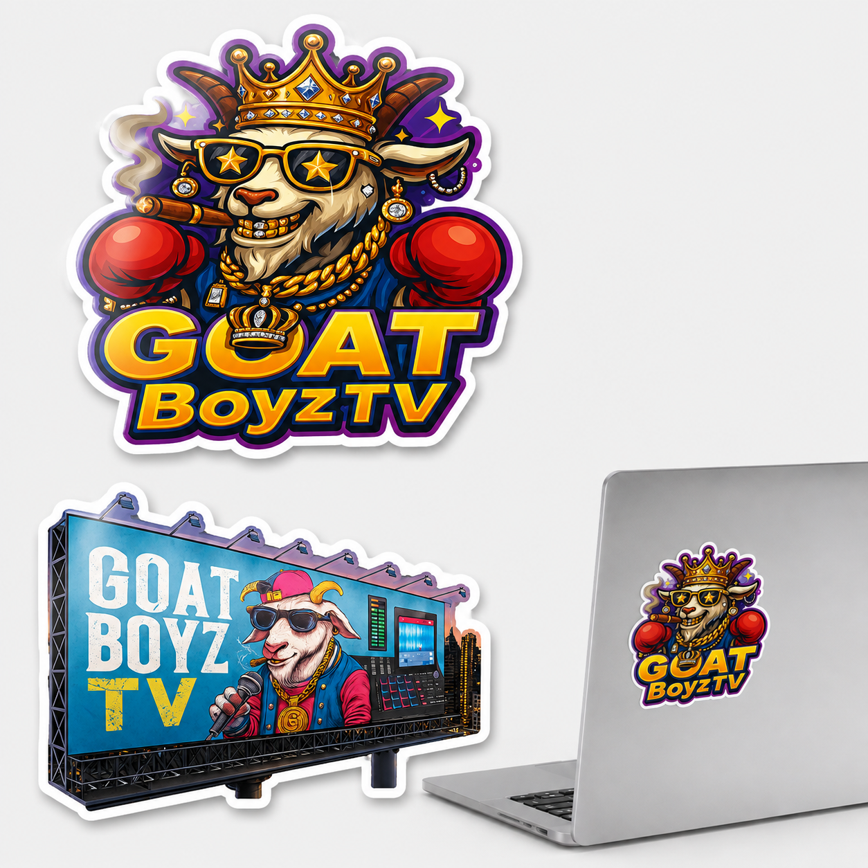GOAT Boyz TV sticker showcase mockup