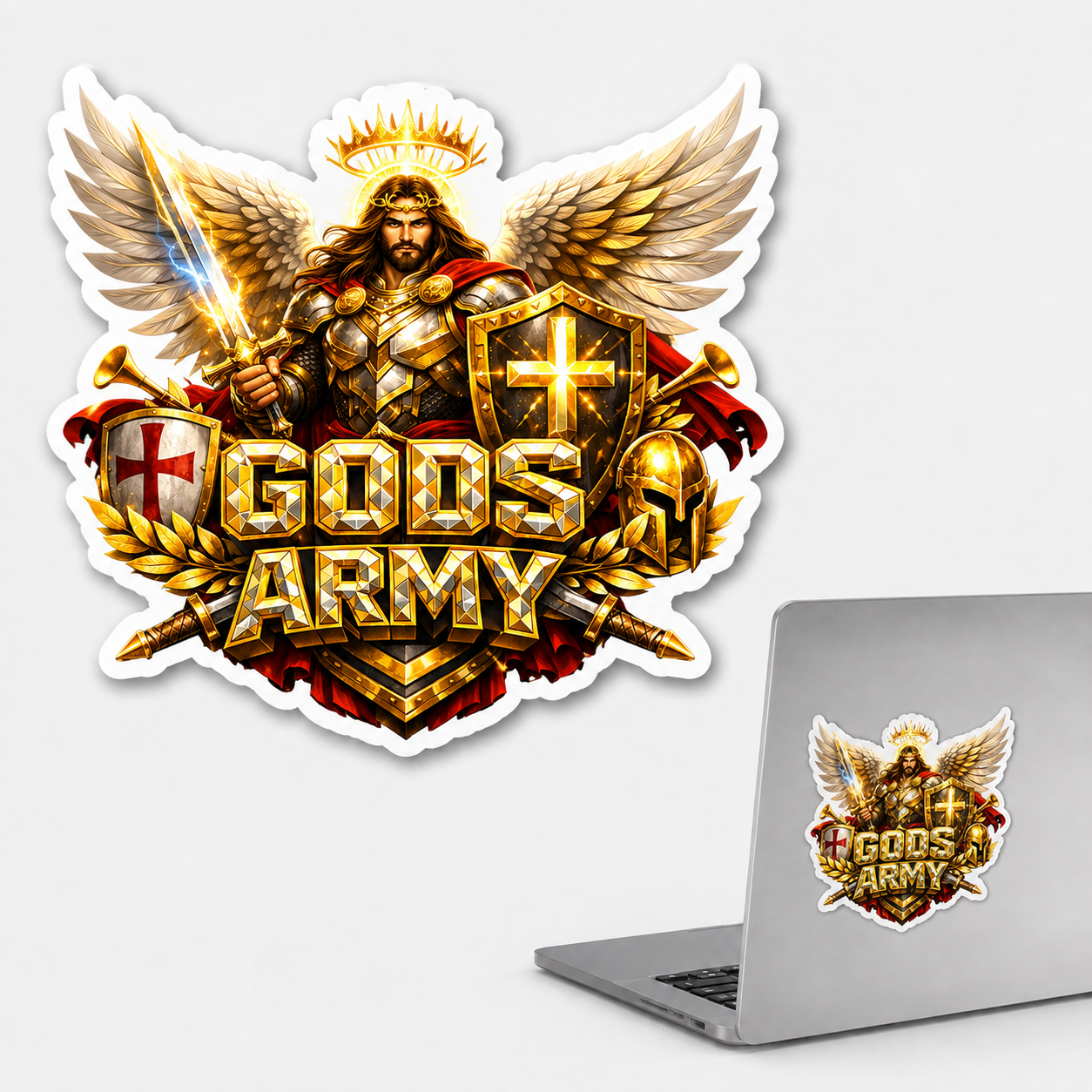 Gods Army sticker mockup