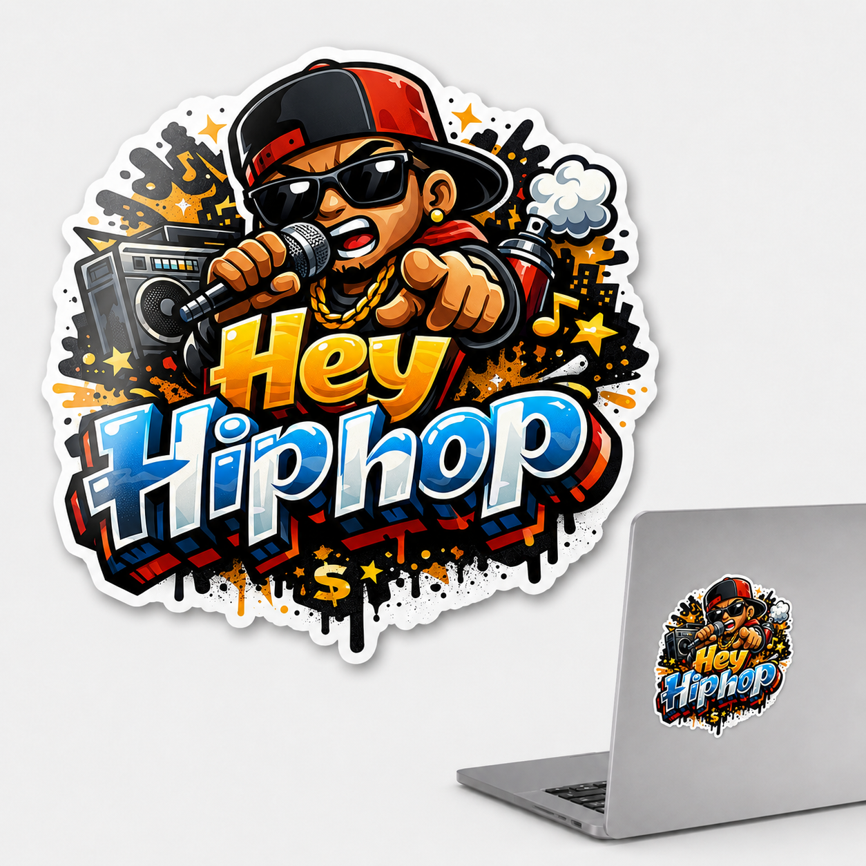 Hey Hip Hop sticker mockup
