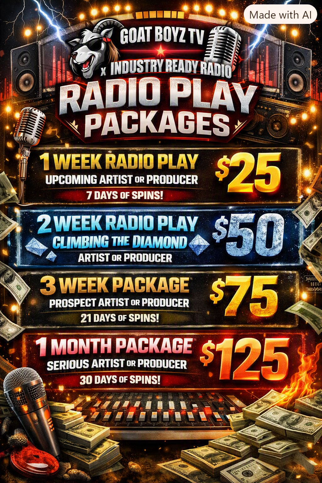 GOAT Boyz TV and Industry Ready Radio radio play package flyer